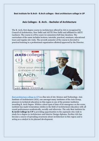Axis Colleges - Best Architecture College in UP