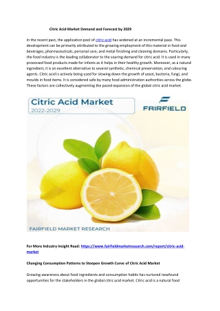 Citric Acid Market