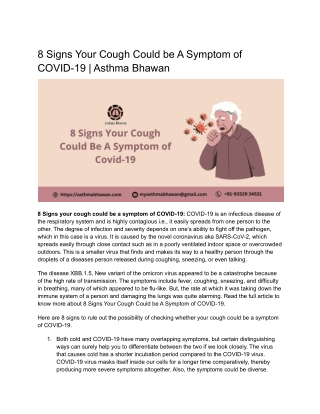 8 Signs Your Cough Could be A Symptom of COVID-19 _ Asthma Bhawan