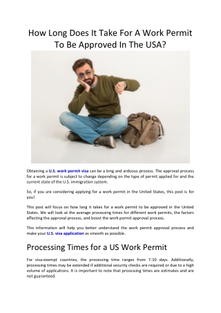 How Long Does It Take For A Work Permit To Be Approved In The USA?