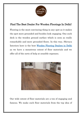 Wooden Flooring Dealers in Delhi | Call  91- 9599659965 | Shivaya interiors