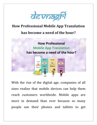 How Professional Mobile App Translation has become a need of the hour?