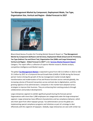 Global Tax Management Market Research Report 2022-2027
