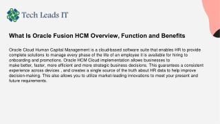 What Is Oracle Fusion HCM Overview Function and Benefits