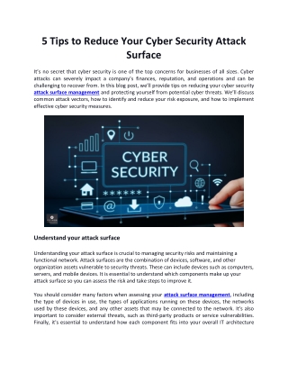5 Tips to Reduce Your Cyber Security Attack Surface