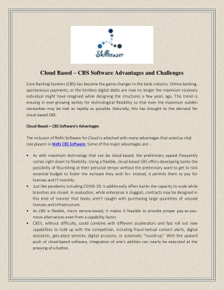 Cloud Based – CBS Software Advantages and Challenges