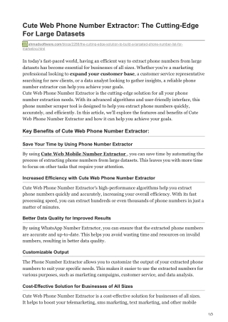 1Cute Web Phone Number Extractor The Cutting-Edge For Large Datasets