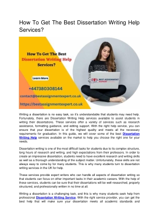 How To Get The Best Dissertation Writing Help Services