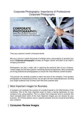 Corporate Photography Importance of Professional Corporate Photographs