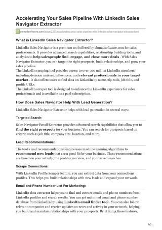 Accelerating Your Sales Pipeline With LinkedIn Sales Navigator Extractor