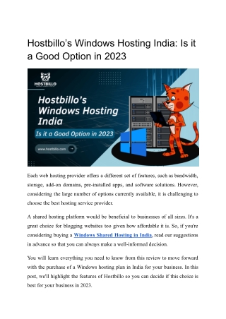 Hostbillo’s Windows Hosting India: Is it a Good Option in 2023