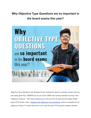 Why Objective Type Questions are so important in the board exams this year