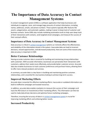 The Importance of Data Accuracy in Contact Management Systems.