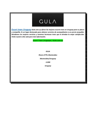 Escort Trans Uruguaya Gula.com.uy