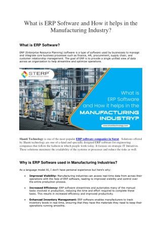 What is ERP Software and How it helps in the Manufacturing Industry?