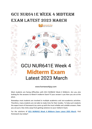 GCU NUR641E Week 4 Midterm Exam Latest 2023 March