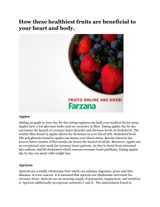 How these healthiest fruits are beneficial to your heart and body