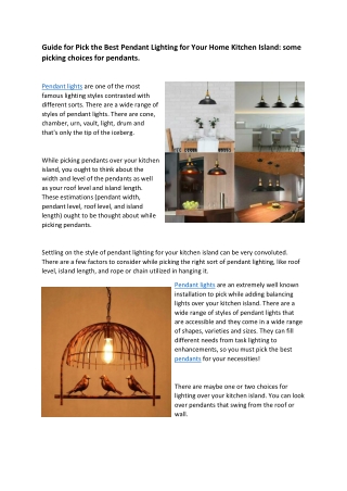 Guide To Choose The Best Pendant Lighting For Your Home Kitchen Island