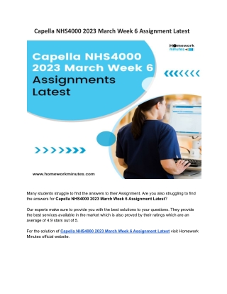 Capella NHS4000 2022 March Week 6 Assignment Latest