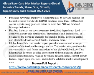 Low-Carb Diet Market- FOOD & BEVERAGES