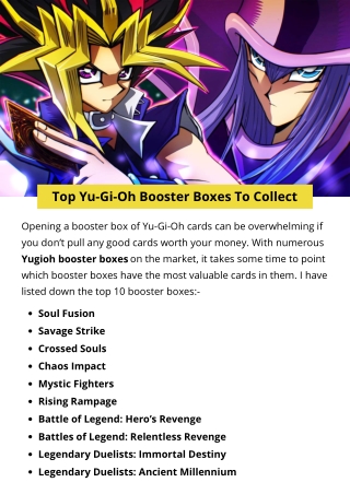 Top Yu-Gi-Oh Booster Boxes To Collect