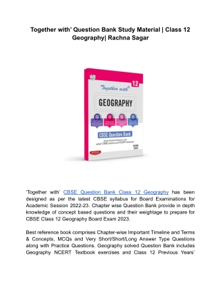 ‘Together with’ Question Bank Study Material | Class 12 Geography| Rachna Sagar