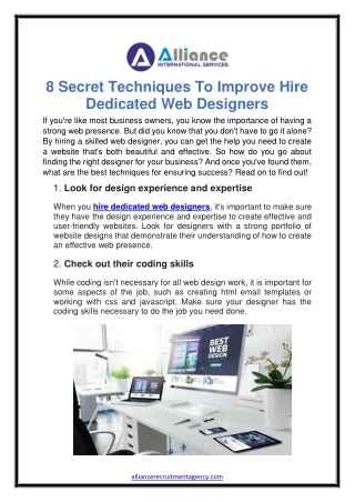8 Secret Techniques To Improve Hire Dedicated Web Designers