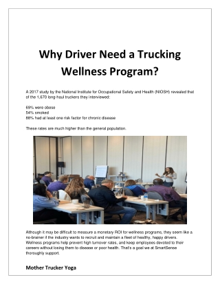 Why Drivers Need a Trucking Wellness Program?