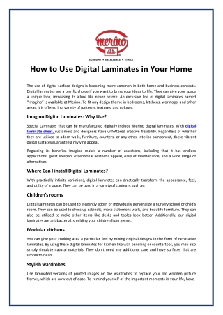 How To Use Digital Laminates In Your Home