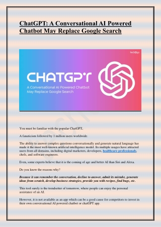 ChatGPT-A Conversational AI Powered Chatbot May Replace Google Search