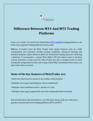 Difference Between MT4 And MT5 Trading Platforms