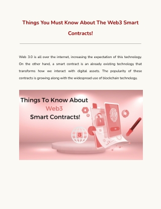 Things You Must Know About The Web3 Smart Contracts!