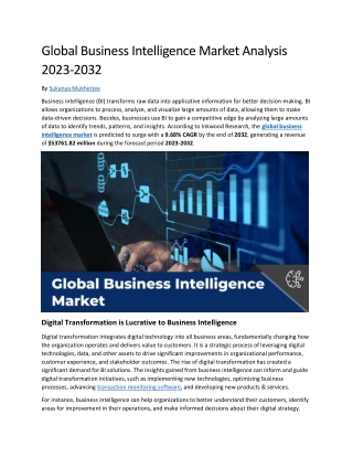 Global Business Intelligence Market Analysis 2023-2032 | ICT