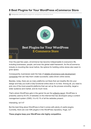 8 Best Plugins for Your WordPress eCommerce Store