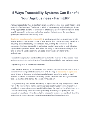 5 Ways Traceability Systems Can Benefit Your Agribusiness - FarmERP