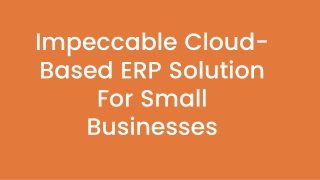 Impeccable Cloud-Based ERP Solution For Small Businesses