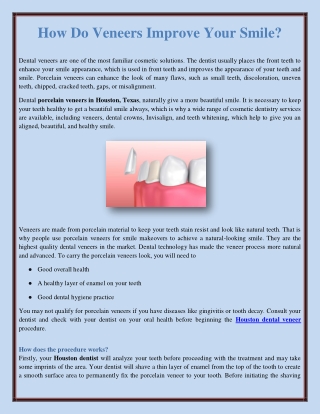 How Do Veneers Improve Your Smile?