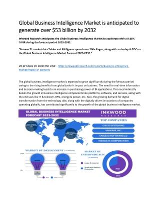 Global Business Intelligence Market Size &amp; Growth by 2032