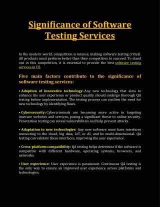 Significance of Software Testing Services