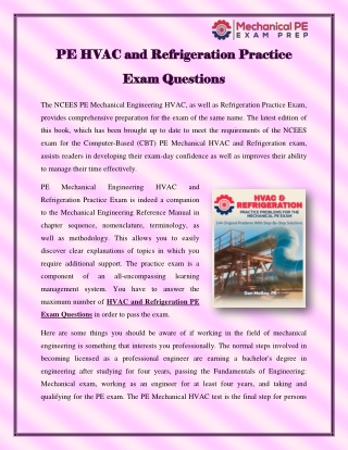 PE HVAC and Refrigeration Practice Exam Questions