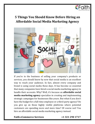 5 Things You Should Know Before Hiring an Affordable Social Media Marketing Agency