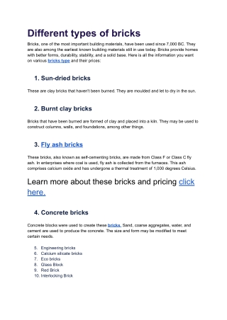 Different types of bricks | Comaron