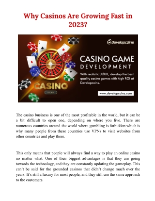 Reasons For The Tremendous Grow Of Casinos In 2023