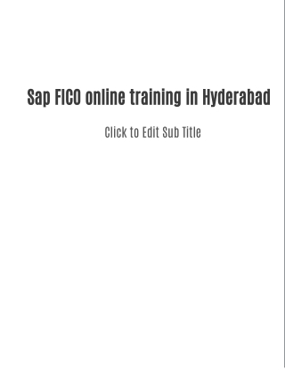 Sap FICO online training in Hyderabad