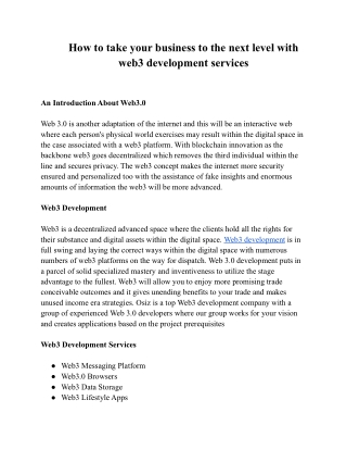 How to take your business to the next level with web3 development services