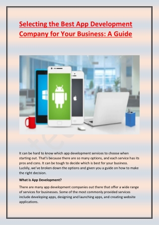 Selecting the Best App Development Company for Your Business- A Guide