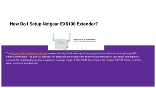 How Do I Setup Netgear EX6100 Extender