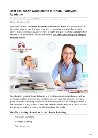 Best Education Consultants in Noida - Vidhyam Academy