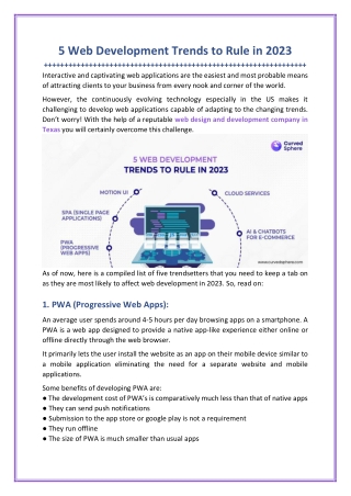 5 Web Development Trends to Rule in 2023
