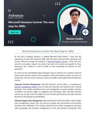 Microsoft Business Central The Next Step for SMEs